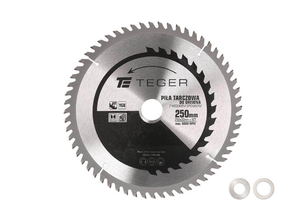 Piła tarczowa do drewna z węglikiem spiekanym 250x30x60t teger