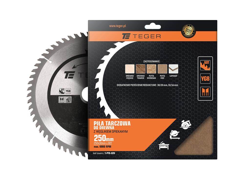 Piła tarczowa do drewna z węglikiem spiekanym 250x30x60t teger Piła tarczowa do drewna z węglikiem spiekanym 250x30x60t teger - obrazek 2