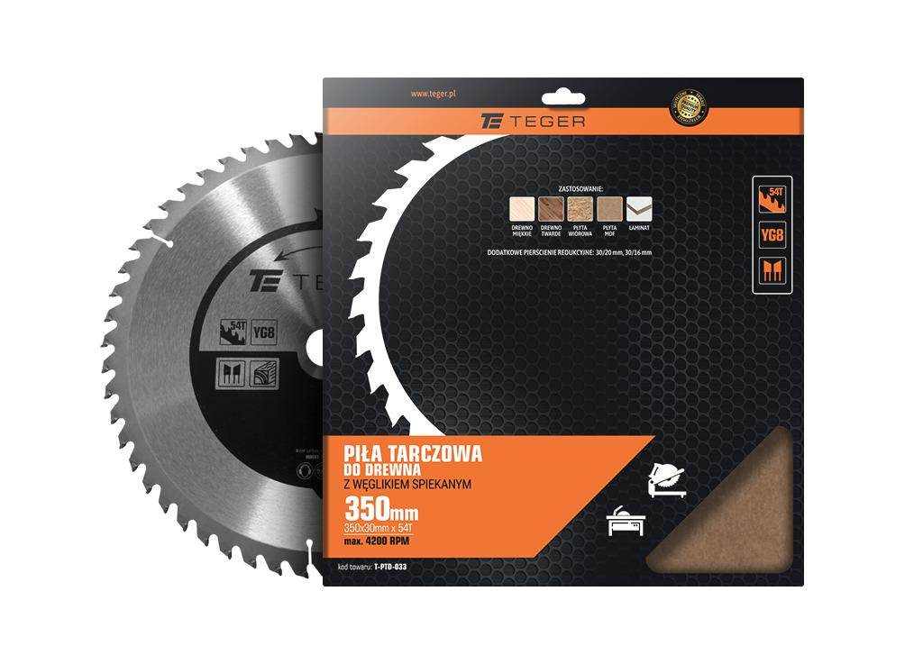 Piła tarczowa do drewna z węglikiem spiekanym 350x30x54t teger Piła tarczowa do drewna z węglikiem spiekanym 350x30x54t teger - obrazek 2