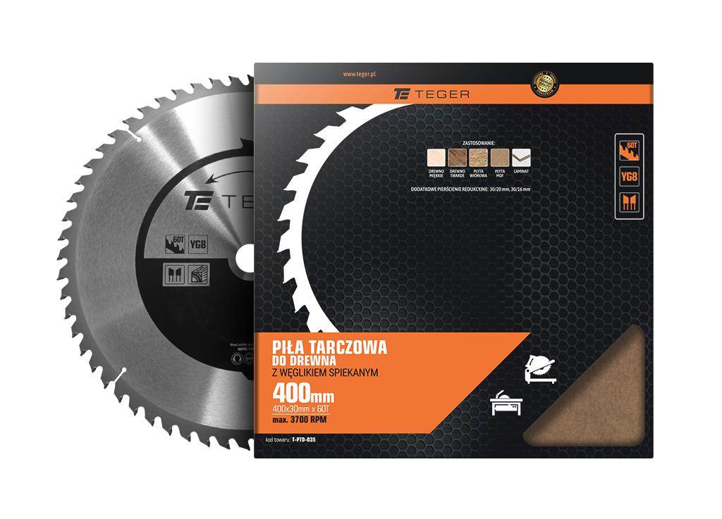 Piła tarczowa do drewna z węglikiem spiekanym 400x30x60t teger Piła tarczowa do drewna z węglikiem spiekanym 400x30x60t teger - obrazek 2