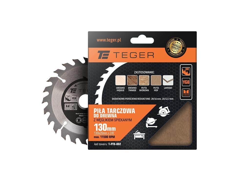 Piła tarczowa do drewna z węglikiem spiekanym 130x20x24t teger Piła tarczowa do drewna z węglikiem spiekanym 130x20x24t teger - obrazek 2
