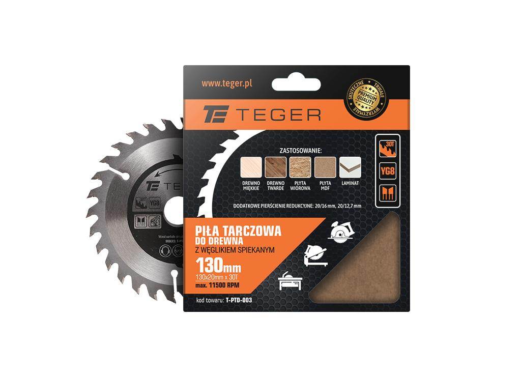 Piła tarczowa do drewna z węglikiem spiekanym 130x20x30t teger Piła tarczowa do drewna z węglikiem spiekanym 130x20x30t teger - obrazek 2