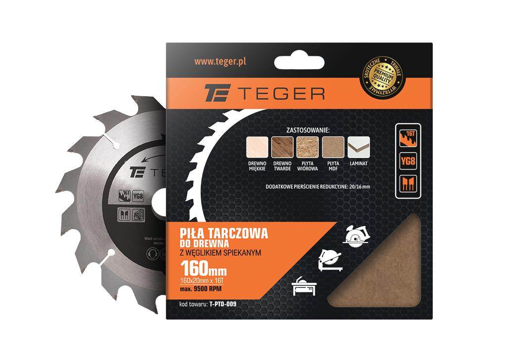 Piła tarczowa do drewna z węglikiem spiekanym 160x20x16t teger Piła tarczowa do drewna z węglikiem spiekanym 160x20x16t teger - obrazek 2
