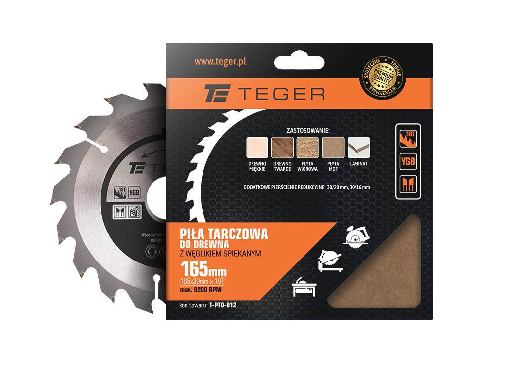Piła tarczowa do drewna z węglikiem spiekanym 165x30x18t teger Piła tarczowa do drewna z węglikiem spiekanym 165x30x18t teger - obrazek 2