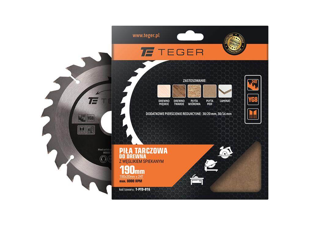 Piła tarczowa do drewna z węglikiem spiekanym 190x30x24t teger Piła tarczowa do drewna z węglikiem spiekanym 190x30x24t teger - obrazek 2