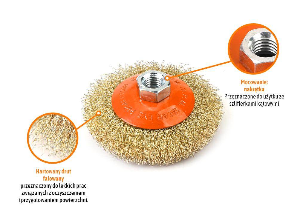 Szczotka tarczowa z nakrętką drut falowany m14/100mm teger Szczotka tarczowa z nakrętką drut falowany m14/100mm teger - obrazek 2