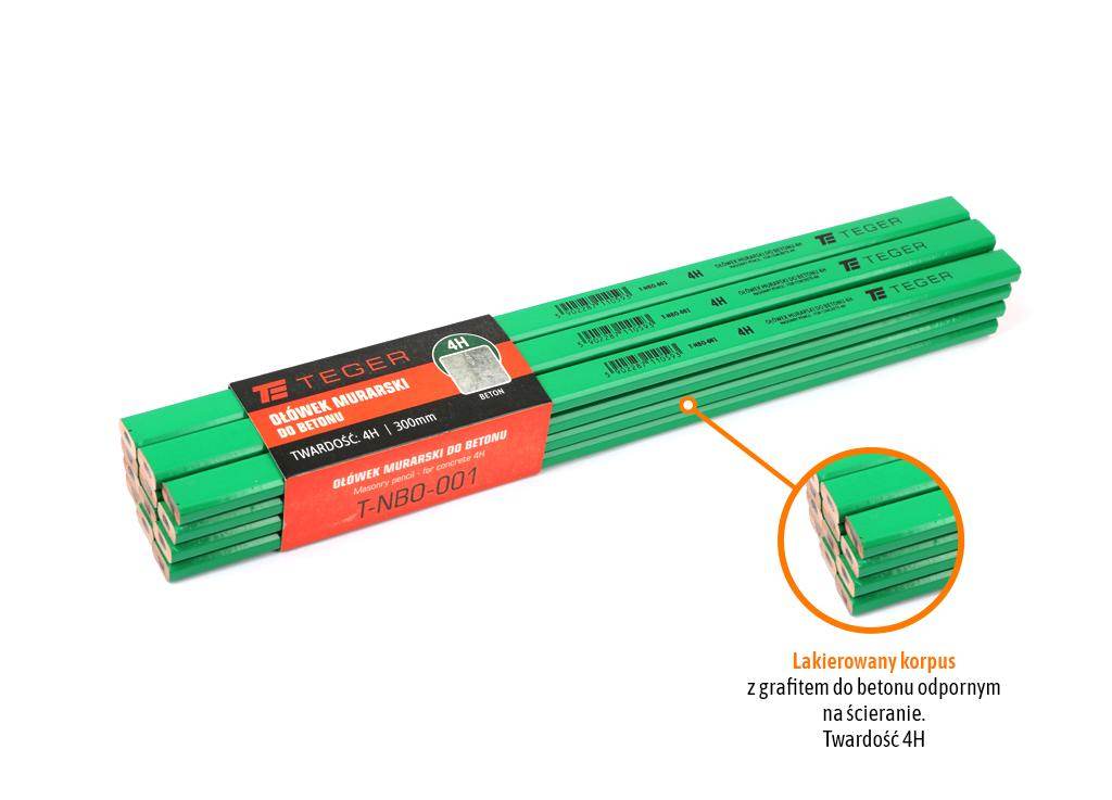 Ołówek murarski do betonu 4h 300mm teger 12szt Ołówek murarski do betonu 4h 300mm teger 12szt - obrazek 3