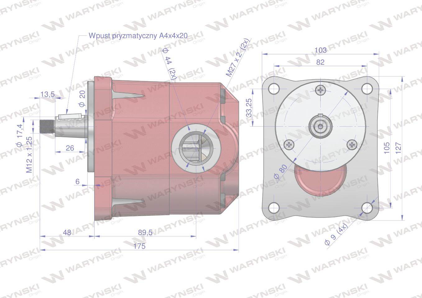 Pompa hydrauliczna zębata do bizon z-050 stary typ pzs-kp-25 obroty lewe 16mpa w korpusie żeliwnym waryński Pompa hydrauliczna zębata do bizon z-050 stary typ pzs-kp-25 obroty lewe 16mpa w korpusie żeliwnym waryński - obrazek 4