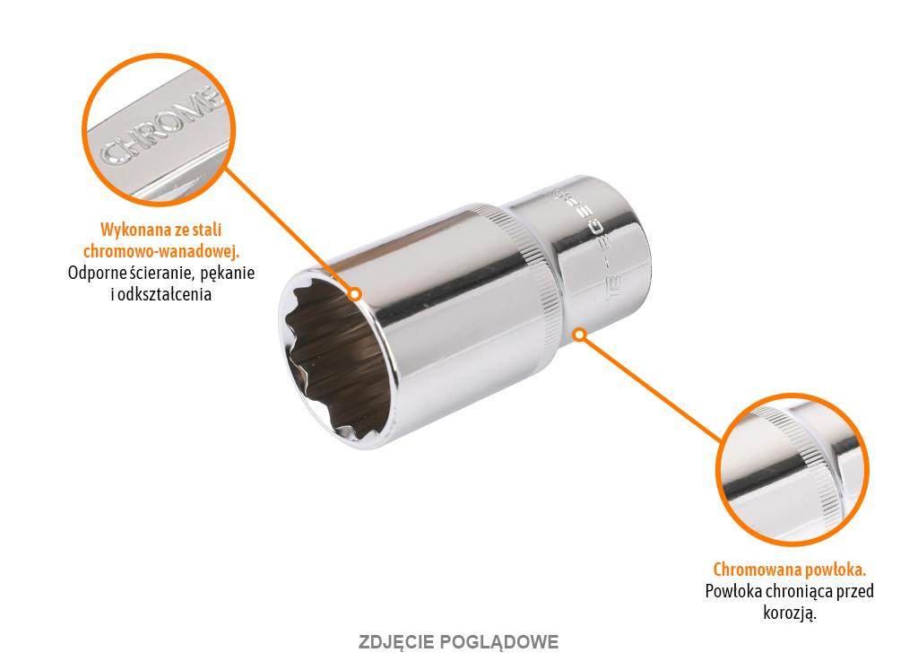Klucz nasadowy 1/2" sześciokątny długi 9mm teger Klucz nasadowy 1/2" sześciokątny długi 9mm teger - obrazek 2