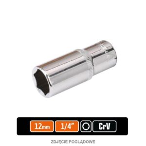 Klucz nasadowy 1/4" sześciokątny długi 12mm teger