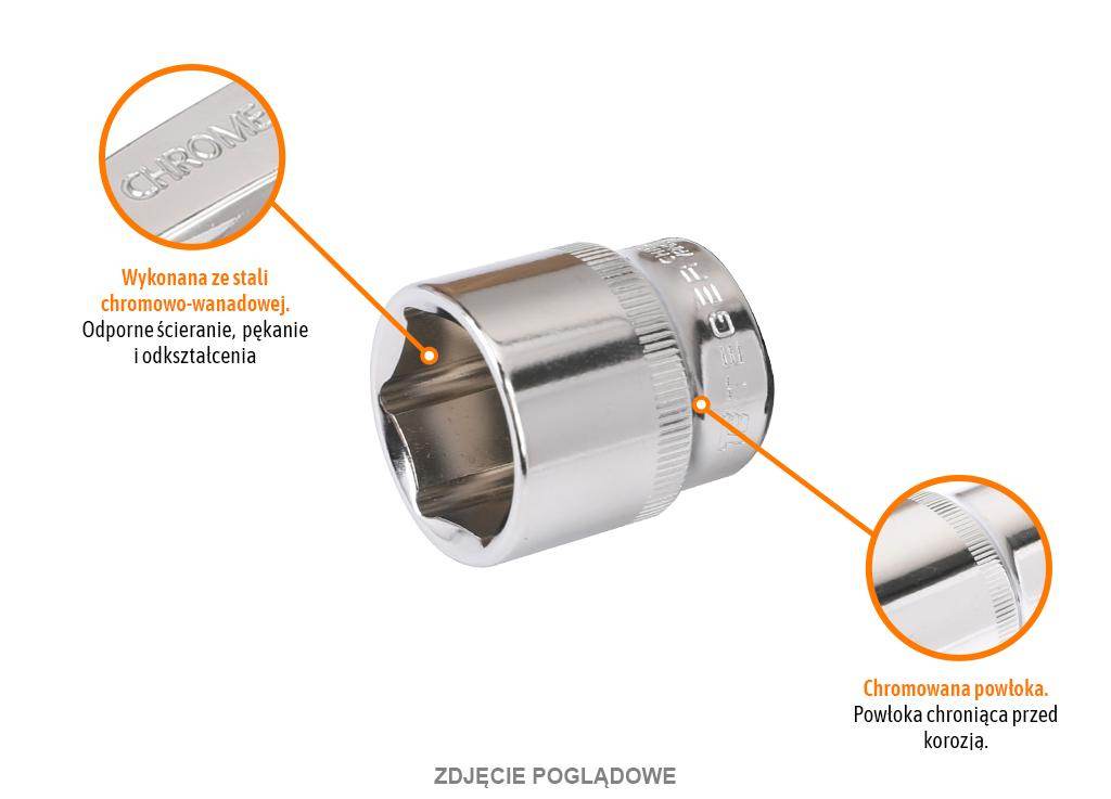Klucz nasadowy 3/8" sześciokątny 15mm teger Klucz nasadowy 3/8" sześciokątny 15mm teger - obrazek 2