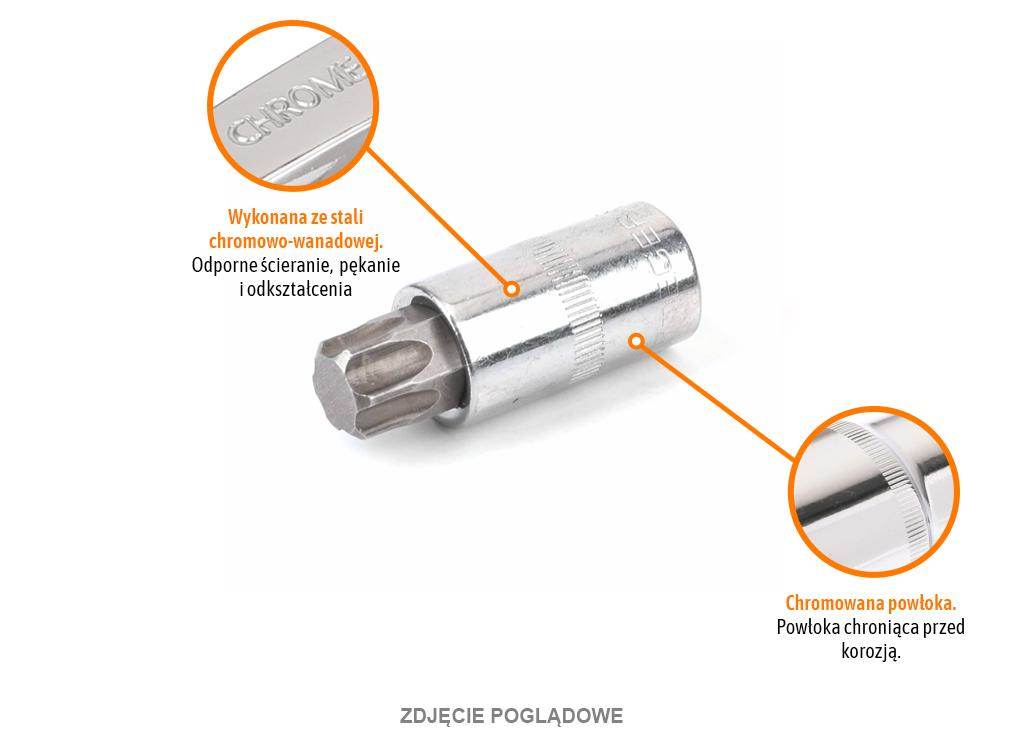 Klucz nasadowy 1/2" z bitem torx 55mm /t20 teger Klucz nasadowy 1/2" z bitem torx 55mm /t20 teger - obrazek 2