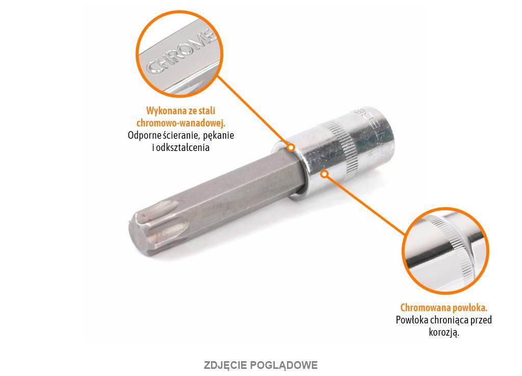 Klucz nasadowy 1/2" z bitem torx 100mm /t60 teger Klucz nasadowy 1/2" z bitem torx 100mm /t60 teger - obrazek 2