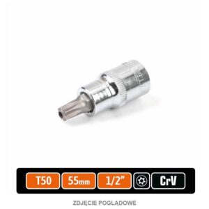 Klucz nasadowy 1/2" z bitem torx 55mm /t50 z otworem teger