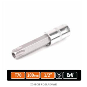 Klucz nasadowy 1/2" z bitem torx 100mm /t70 z otworem teger