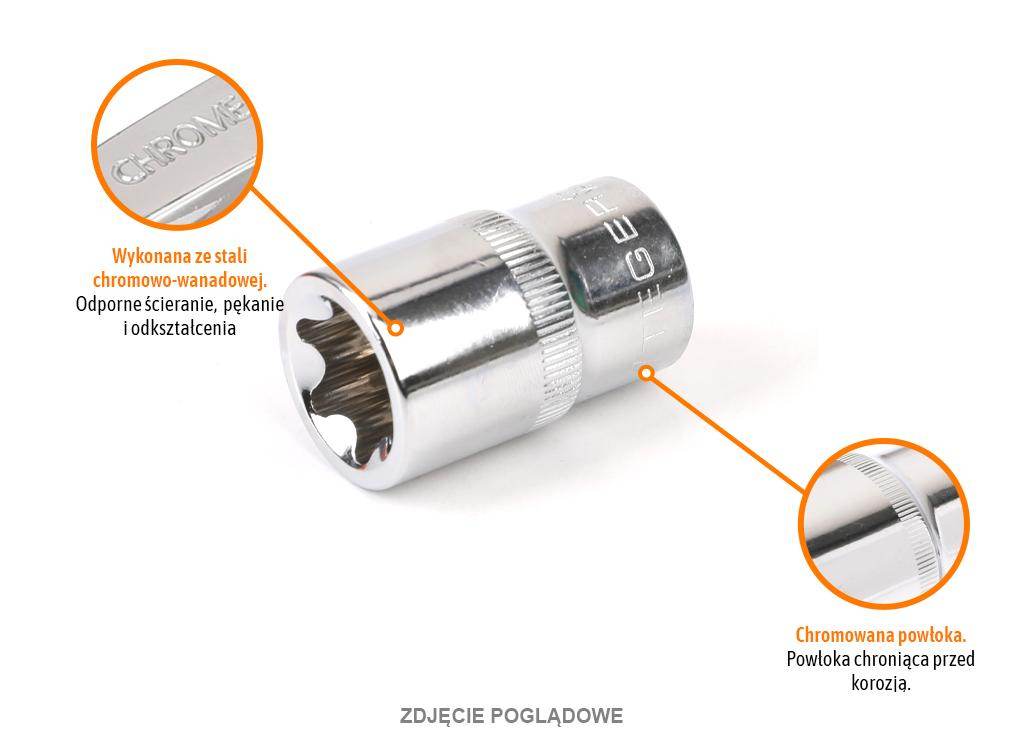Klucz nasadowy 1/2" torx e20 teger Klucz nasadowy 1/2" torx e20 teger - obrazek 2
