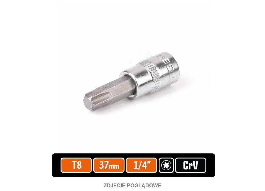 Klucz nasadowy 1/4" z bitem torx 37mm /t8 /teger