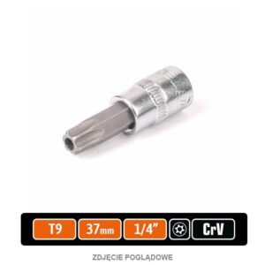 Klucz nasadowy 1/4" z bitem torx 37mm /t9 z otworem teger
