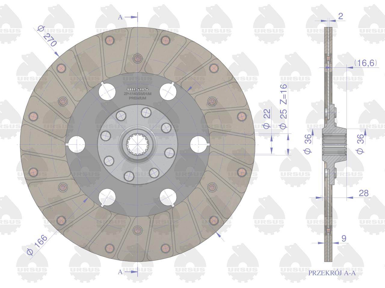 Tarcza sprzęgła napędu ciągnika i stopnia c-330 premium oryginał ursus Tarcza sprzęgła napędu ciągnika i stopnia c-330 premium oryginał ursus - obrazek 3