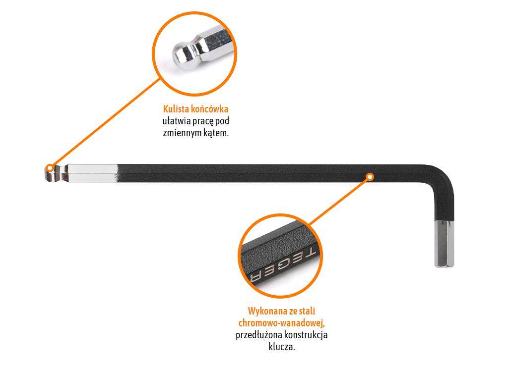 Klucz imbusowy hex h5.5 długi teger Klucz imbusowy hex h5.5 długi teger - obrazek 3