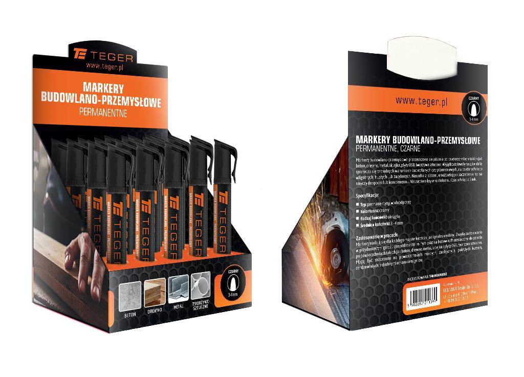 Marker budowlano przemysłowy czarny końcówka okrągła 3-4mm tusz czarny permanentny wodoodporny teger 20szt Marker budowlano przemysłowy czarny końcówka okrągła 3-4mm tusz czarny permanentny wodoodporny teger 20szt - obrazek 3