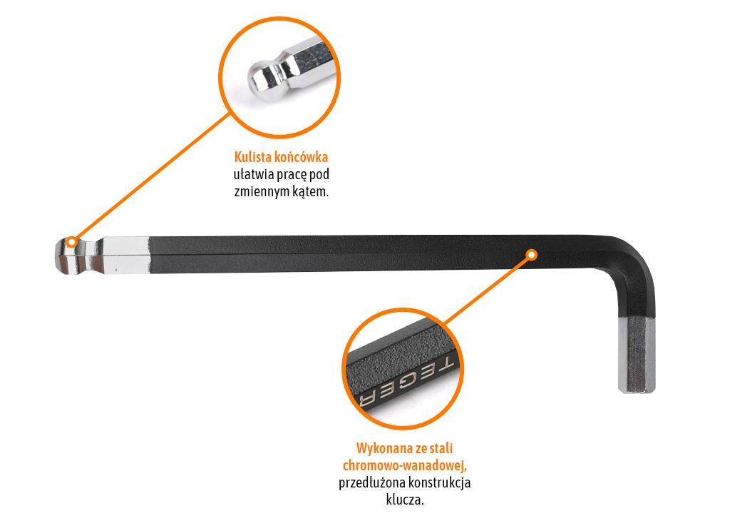 Klucz imbusowy hex h12 długi teger Klucz imbusowy hex h12 długi teger - obrazek 3