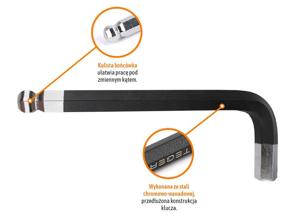 Klucz imbusowy hex h22 długi teger Klucz imbusowy hex h22 długi teger - obrazek 3