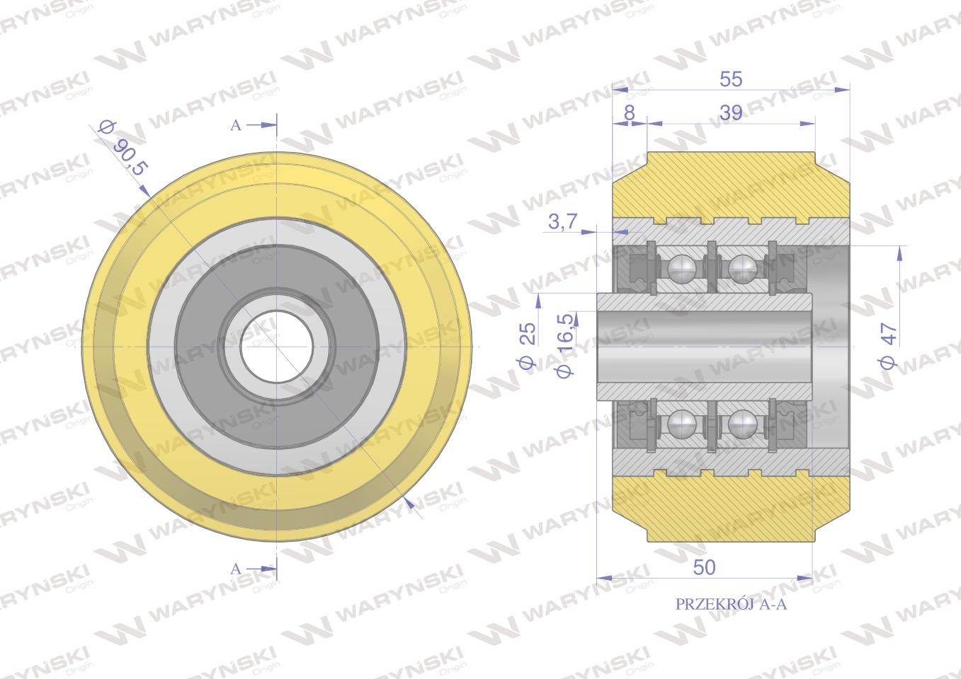 Rolka podporowa pu 90x38x12 08800314 grimme waryński Rolka podporowa pu 90x38x12 08800314 grimme waryński - obrazek 3