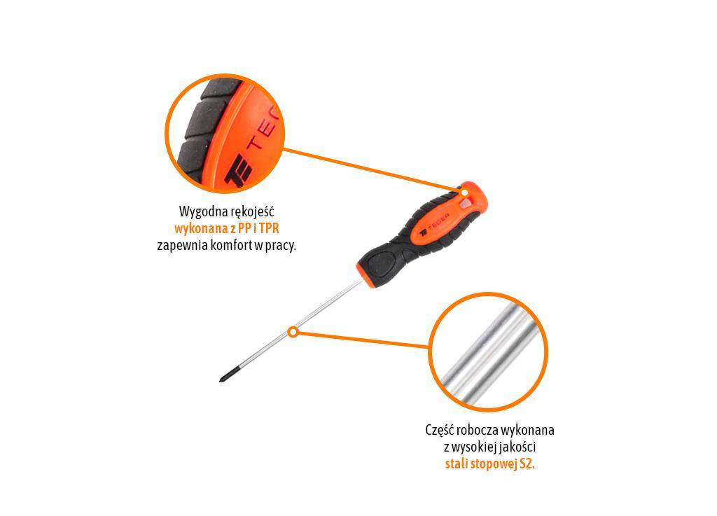 Wkrętak krzyżowy pz 0x100mm /teger Wkrętak krzyżowy pz 0x100mm /teger - obrazek 3