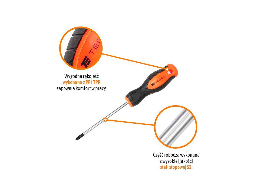 Wkrętak krzyżowy pz 1x100mm /teger Wkrętak krzyżowy pz 1x100mm /teger - obrazek 3