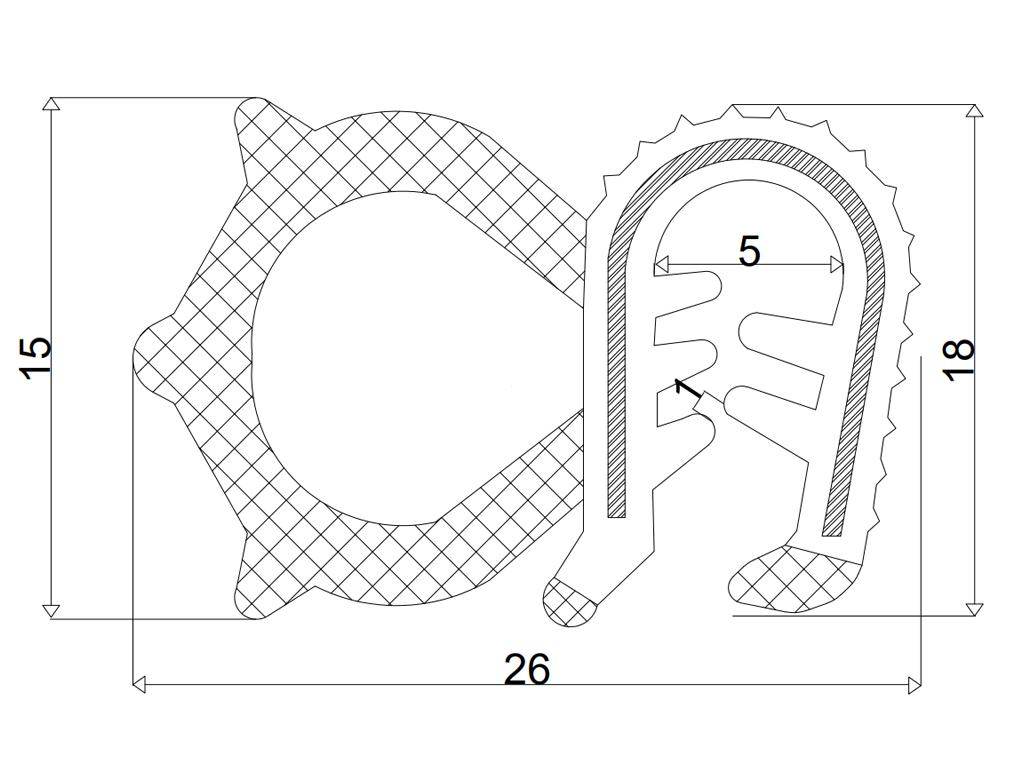Uszczelka na listwę drzwi grubość 1-4mm t-29 25szt. Uszczelka na listwę drzwi grubość 1-4mm t-29 25szt. - obrazek 2