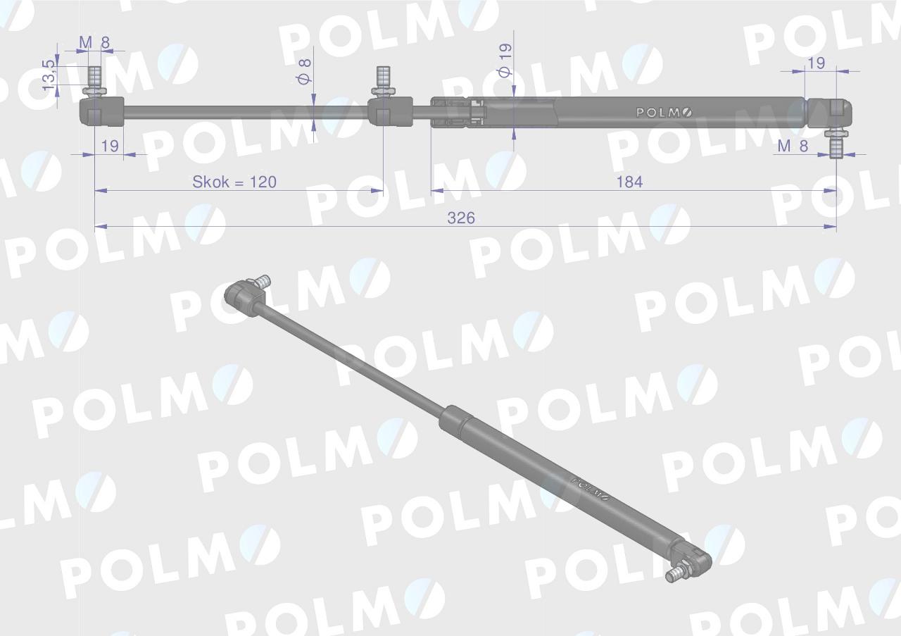 Siłownik drzwi l max 326mm 65421004 1-99-976-060 steyr polmo Siłownik drzwi l max 326mm 65421004 1-99-976-060 steyr polmo - obrazek 2