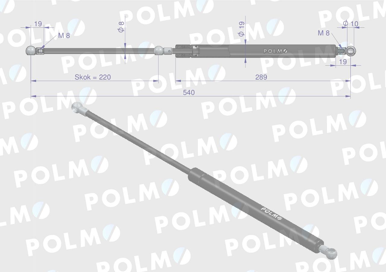 Siłownik drzwi l max 540mm 65417043 fiat polmo Siłownik drzwi l max 540mm 65417043 fiat polmo - obrazek 2