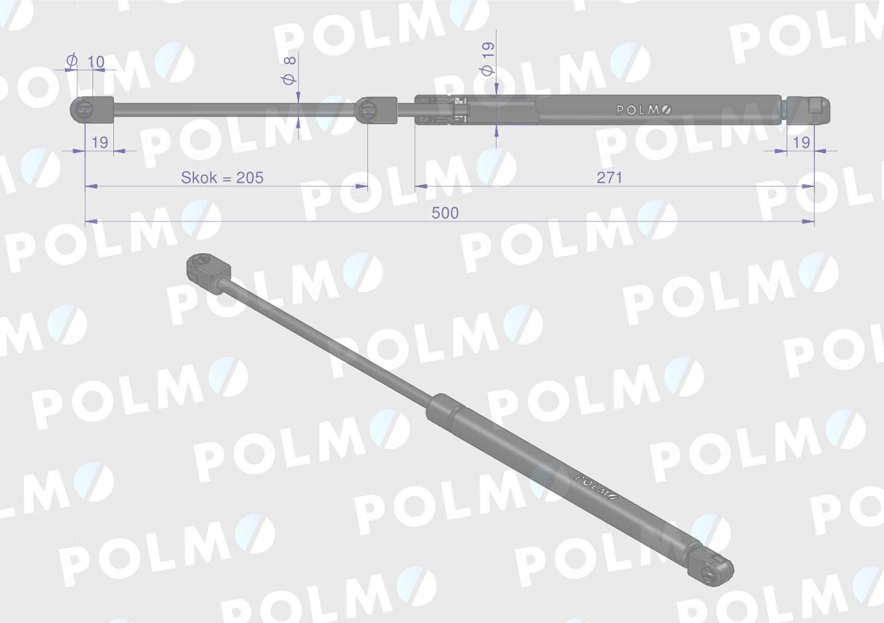 Siłownik szyby tylnej l max 500mm 65499077 fritzmeier polmo Siłownik szyby tylnej l max 500mm 65499077 fritzmeier polmo - obrazek 2