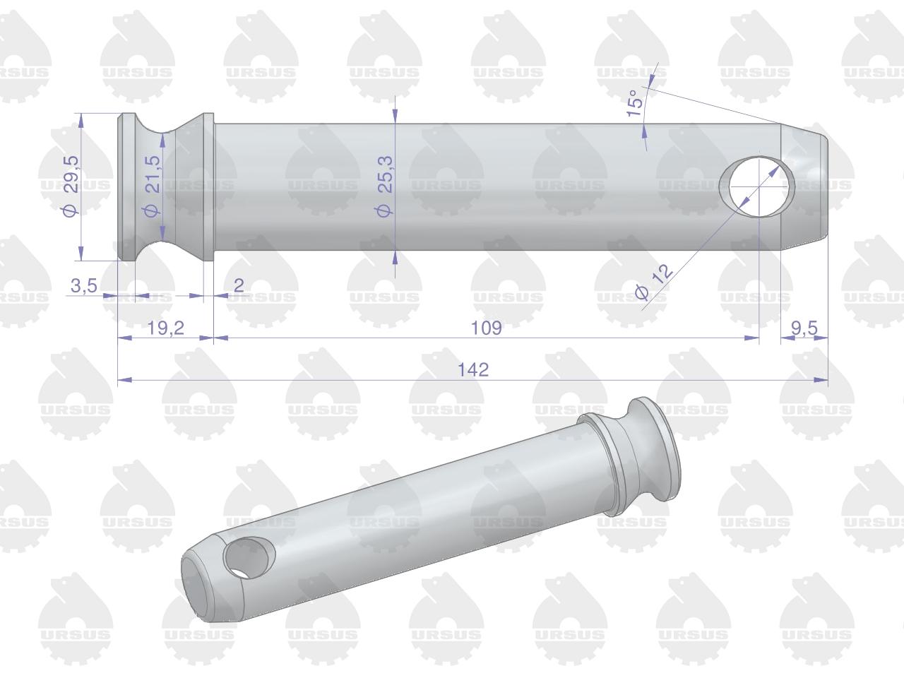 Sworzeń łącznika centralnego mf3 mf4 oryginał ursus Sworzeń łącznika centralnego mf3 mf4 oryginał ursus - obrazek 2