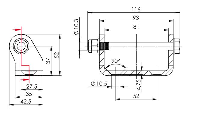 Uchwyt zawiasu do zabudowy uh-01 przyczepka spp Uchwyt zawiasu do zabudowy uh-01 przyczepka spp - obrazek 2