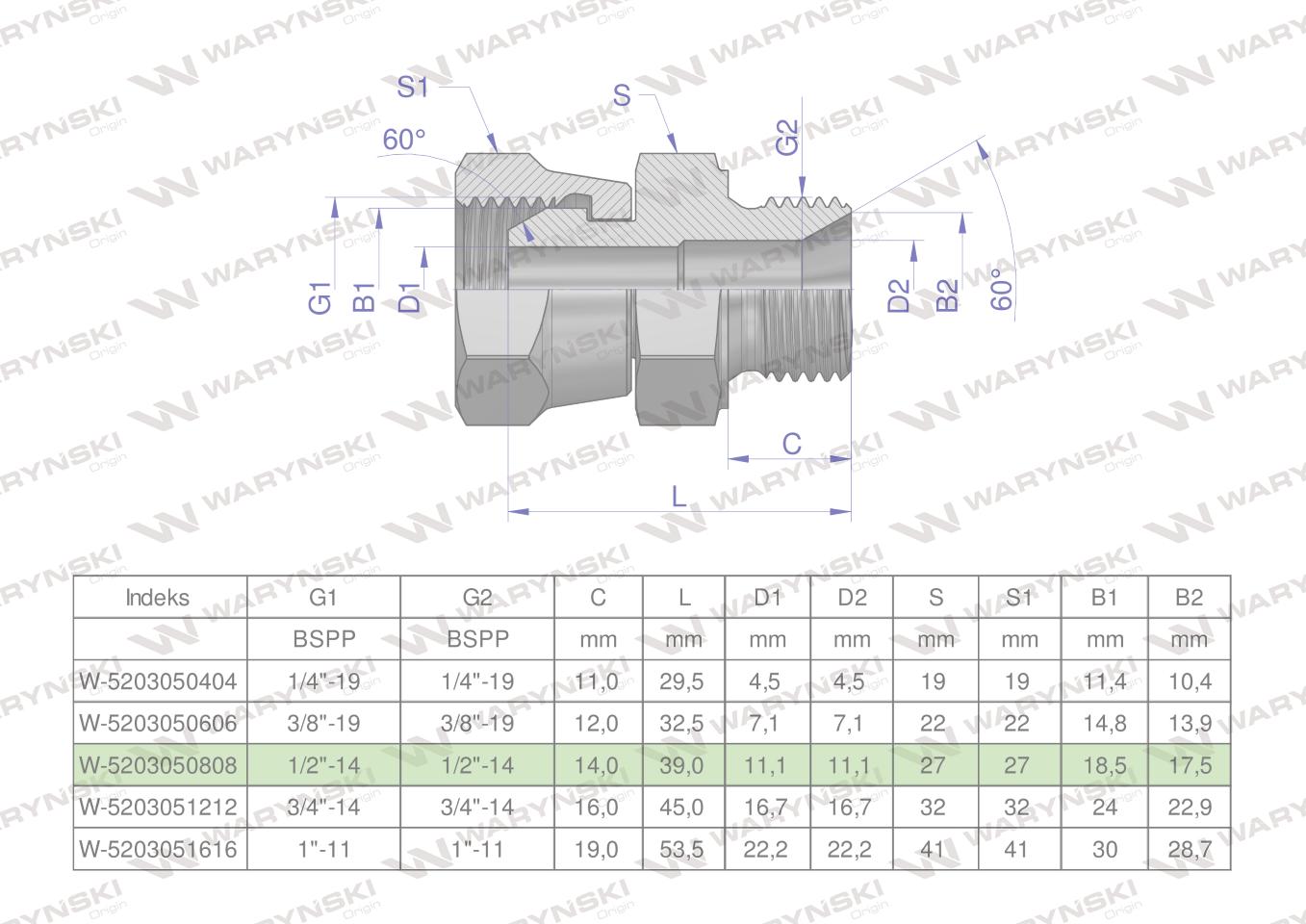 Złączka hydrauliczna calowa ab 1/2" bsp xkor waryński 2szt Złączka hydrauliczna calowa ab 1/2" bsp xkor waryński 2szt - obrazek 4