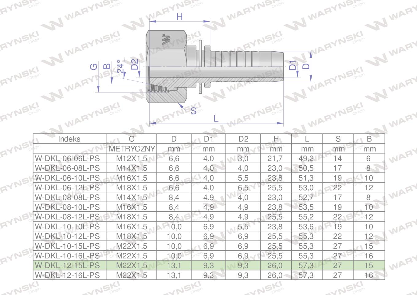 Zakucie hydrauliczne dkl dn13 15l m22x1.5 premium waryński 25szt Zakucie hydrauliczne dkl dn13 15l m22x1.5 premium waryński 25szt - obrazek 4