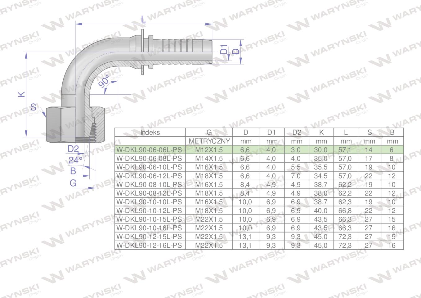 Zakucie hydrauliczne dkl90 dn06 06l m12x1.5 premium waryński 10szt Zakucie hydrauliczne dkl90 dn06 06l m12x1.5 premium waryński 10szt - obrazek 4