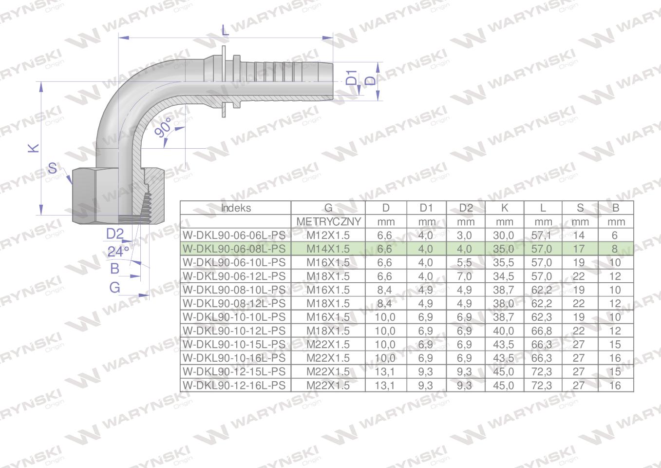 Zakucie hydrauliczne dkl90 dn06 08l m14x1.5 premium waryński 10szt Zakucie hydrauliczne dkl90 dn06 08l m14x1.5 premium waryński 10szt - obrazek 4