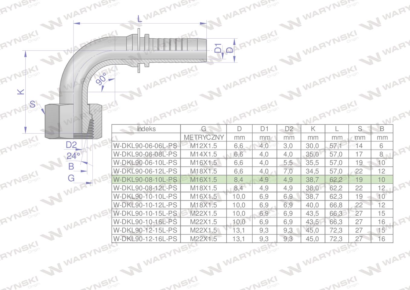 Zakucie hydrauliczne dkl90 dn08 10l m16x1.5 premium waryński 10szt Zakucie hydrauliczne dkl90 dn08 10l m16x1.5 premium waryński 10szt - obrazek 4