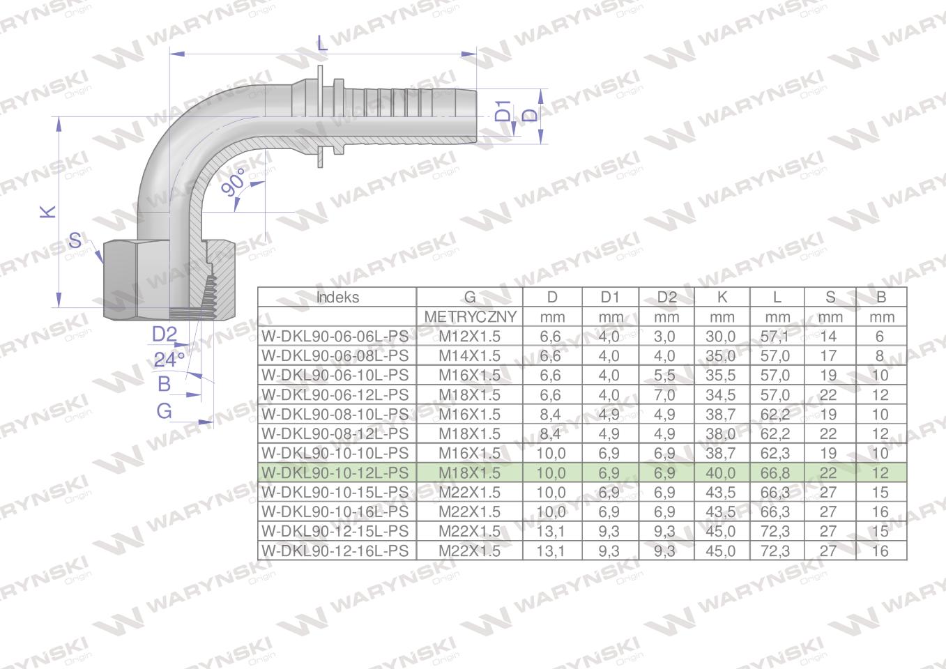 Zakucie hydrauliczne dkl90 dn10 12l m18x1.5 premium waryński 10szt Zakucie hydrauliczne dkl90 dn10 12l m18x1.5 premium waryński 10szt - obrazek 4