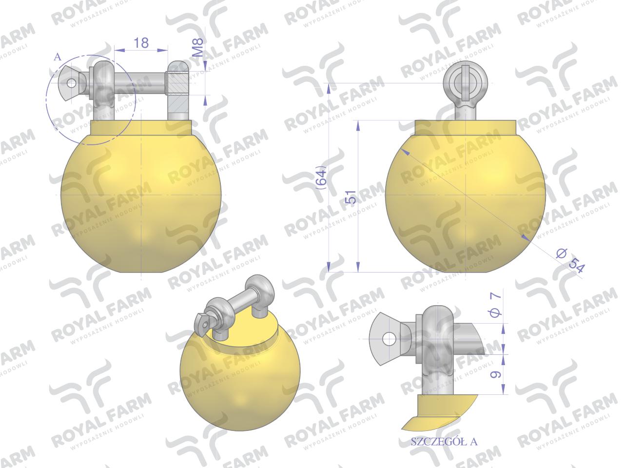 Gryzak dla trzody piłka antystresowa poliuretan fi 55 royal farm Gryzak dla trzody piłka antystresowa poliuretan fi 55 royal farm - obrazek 2