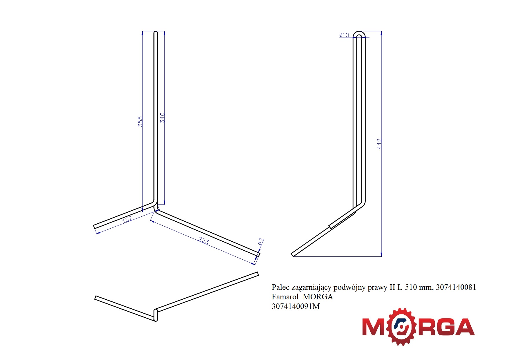 Palec Zagarniający Podwójny Prawy Ii 3074140081 Famarol Malowane Proszkowo Palec Zagarniający Podwójny Prawy Ii 3074140081 Famarol Malowane Proszkowo - obrazek 2