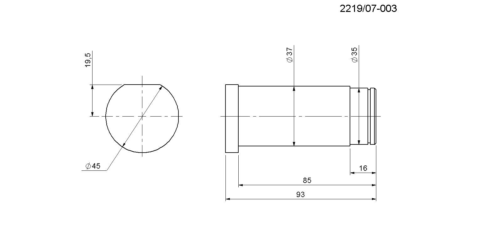 Sworzeń Koła Prowadzącego Fi-37mm Rozrzutnik Obornika Rolmus Sworzeń Koła Prowadzącego Fi-37mm Rozrzutnik Obornika Rolmus - obrazek 2
