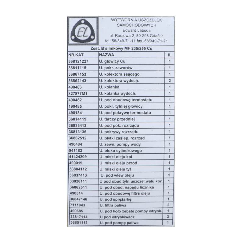 Komplet Uszczelek Silnika Mf Komplet Uszczelek Silnika Mf - obrazek 3