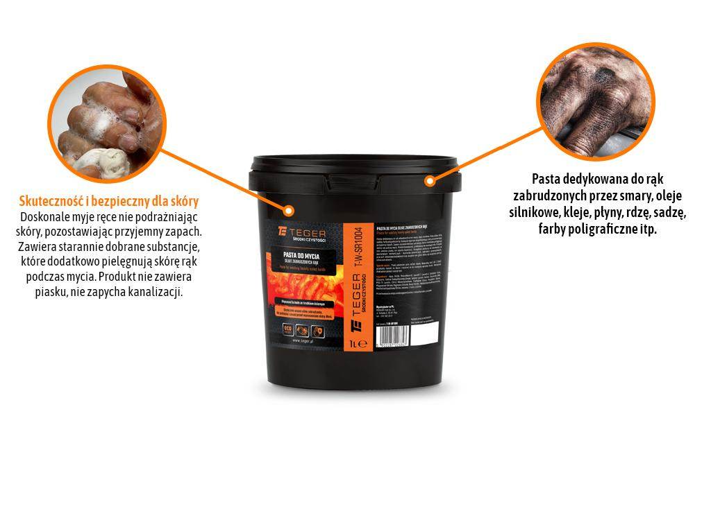 Pasta do mycia silnie zabrudzonych rąk 1l teger Pasta do mycia silnie zabrudzonych rąk 1l teger - obrazek 2