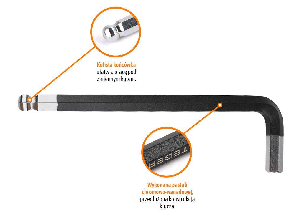 Klucz imbusowy hex h13 długi teger Klucz imbusowy hex h13 długi teger - obrazek 3