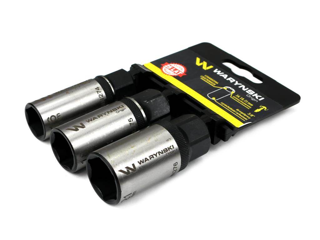 Zestaw nasadek 3/8 do świec 16 18 21mm waryński