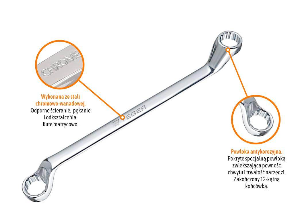 Klucz oczkowy odgięty 16x17mm teger Klucz oczkowy odgięty 16x17mm teger - obrazek 3